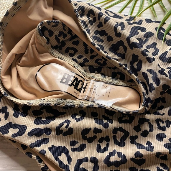 NWOT Beach Riot Leopard Animal Print Asymmetrical Celine One Shoulder One Piece - Picture 14 of 16